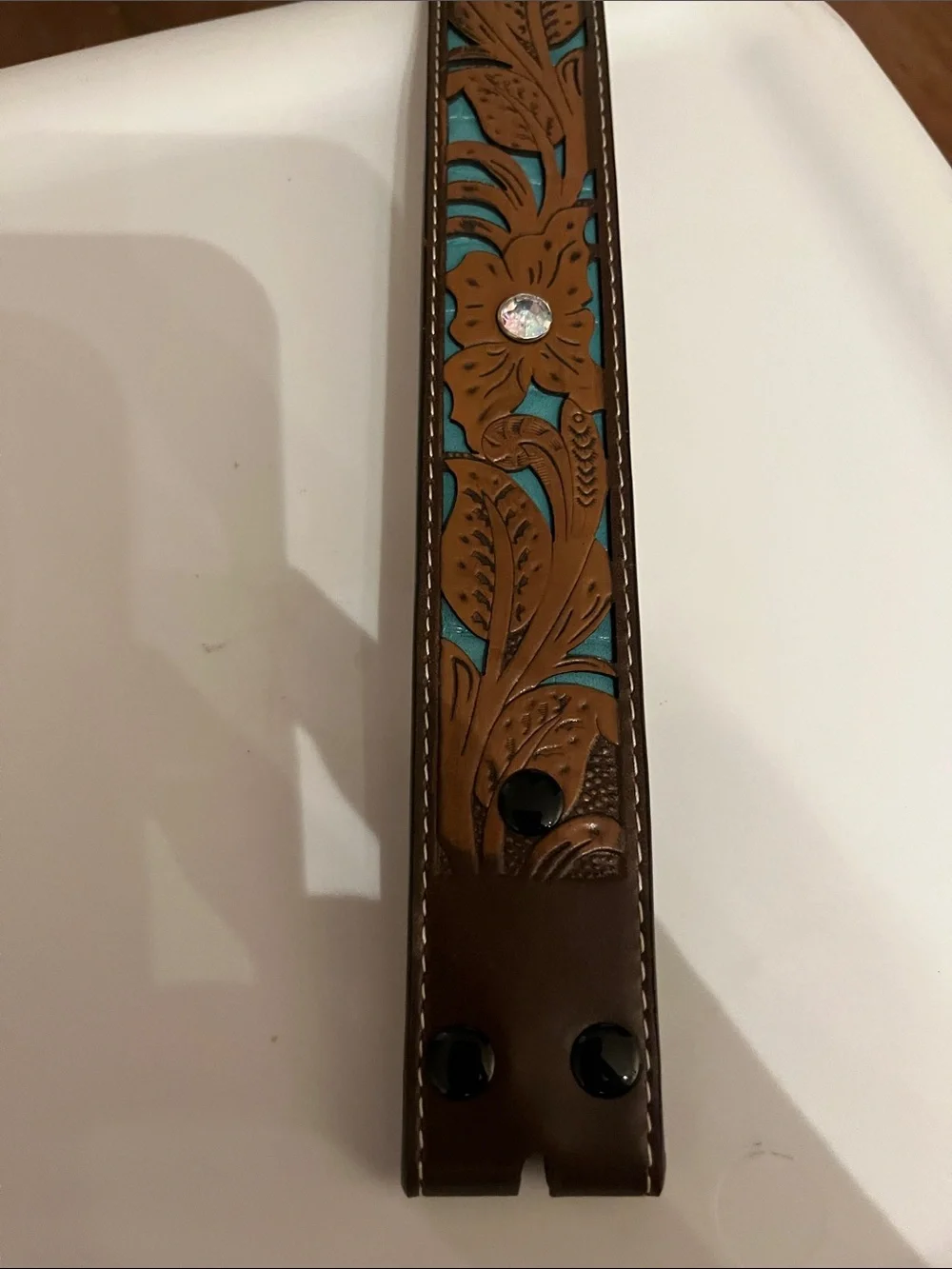 New Women’s Western Style Tooled Brown Belt Size L